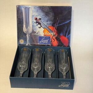 Cristal d'Arques Longchamp Champagne Flutes Set of 4 24% Lead Crystal France New